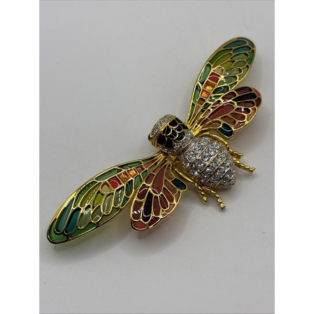 Vintage Joan Rivers Insect Bug Brooch Mosaic Crystals